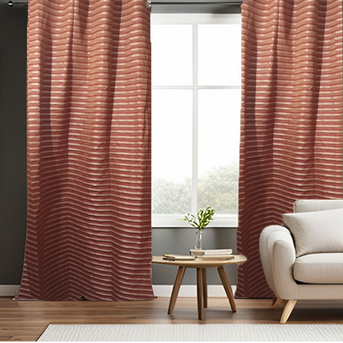 Maroon Silk Jacquard Curtains Pack of 2