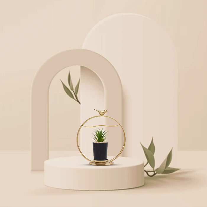 Golden Sparrow Ring with Plant