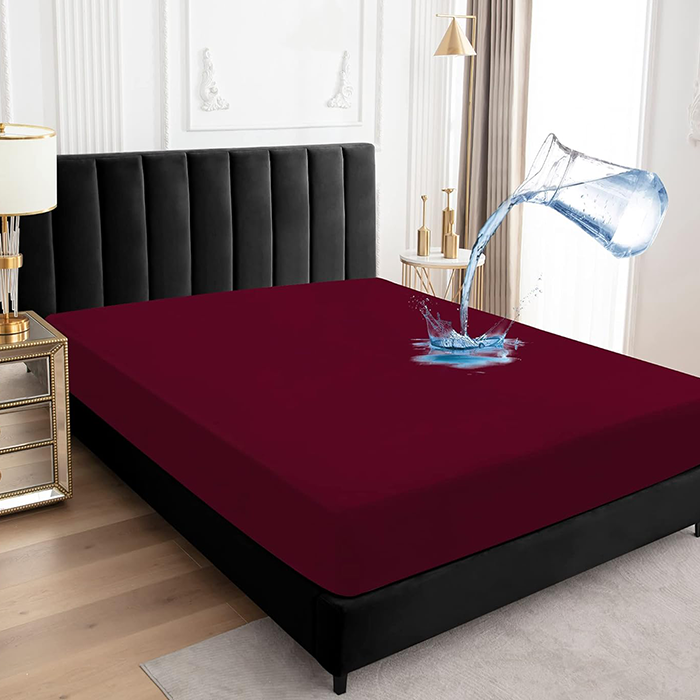 Deep Red Waterproof Mattress Protector