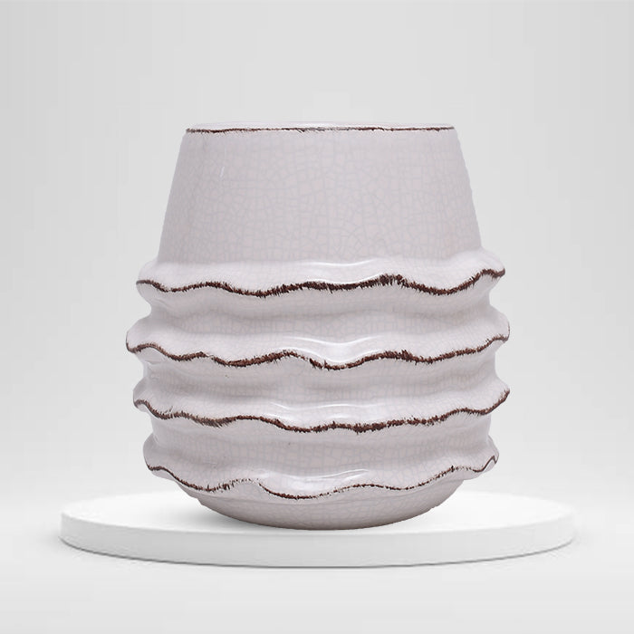 White Ceramic Frill Vase