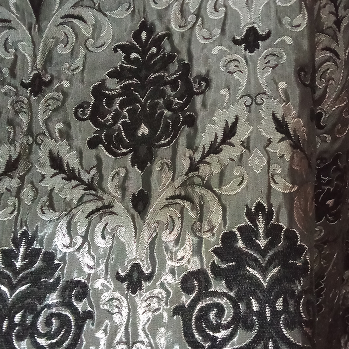 Black Velvet Jacquard  Curtains Pack of 2