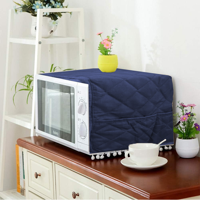Blue Quilted Microwave Oven Cover