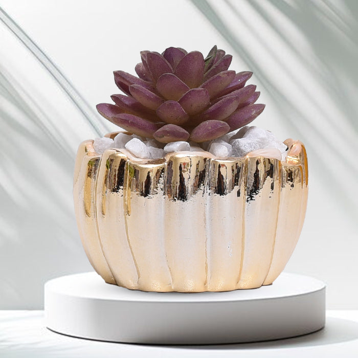 Ceramic Pot With Maroon Flowet