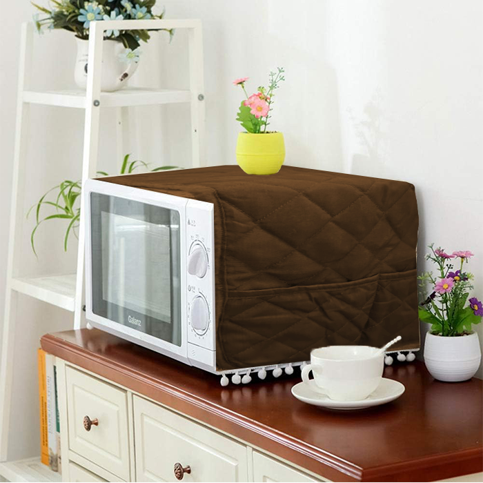 Brown Quilted Microwave Oven Cover