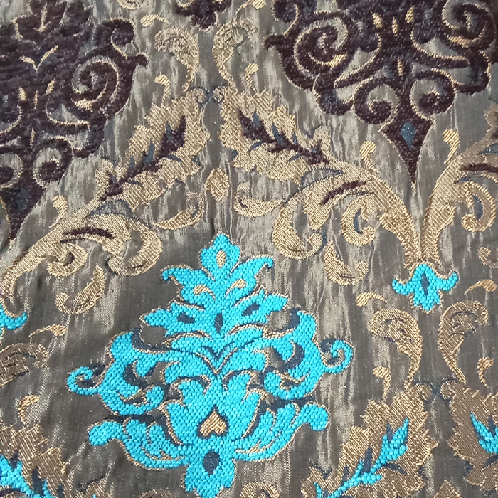 Brown Velvet Jacquard Curtains Pack of 2