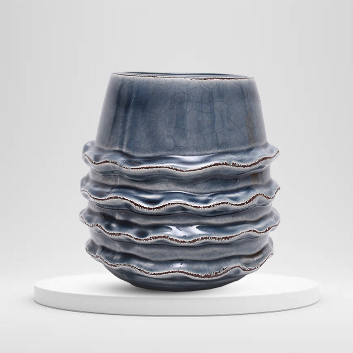 Grey Ceramic Frill Vase