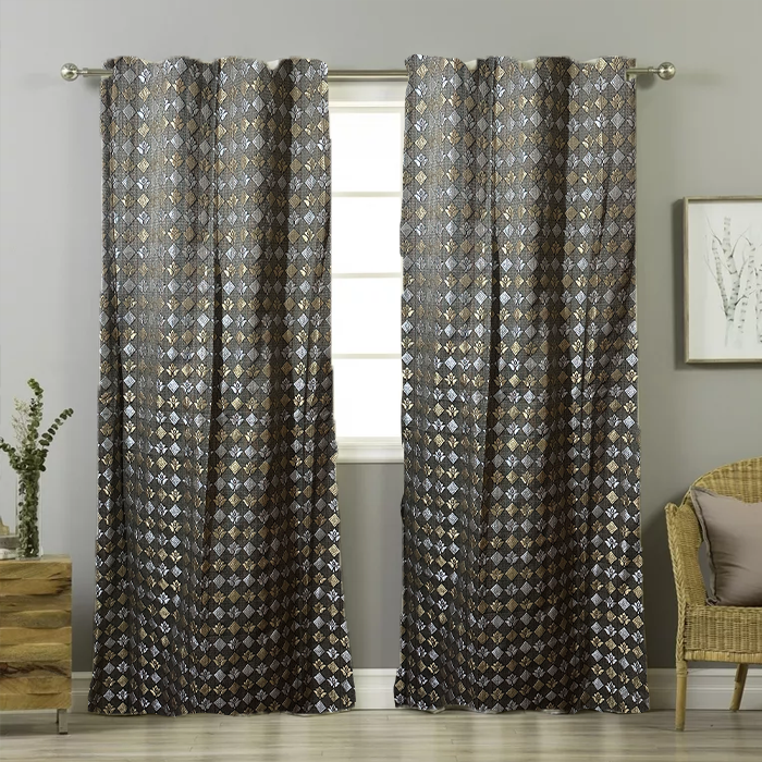 Jacquard Curtain with Zardozi Work Pack of 2