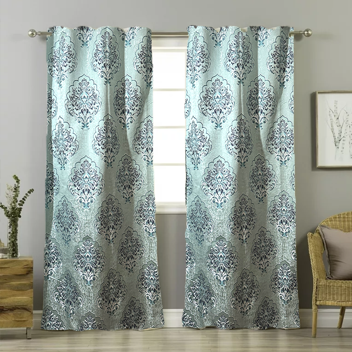 Green Silk Shinghai Curtains Pack of 2