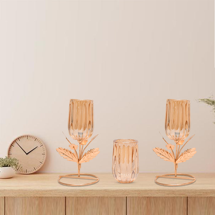 Luxury Glass Candle Stand Set