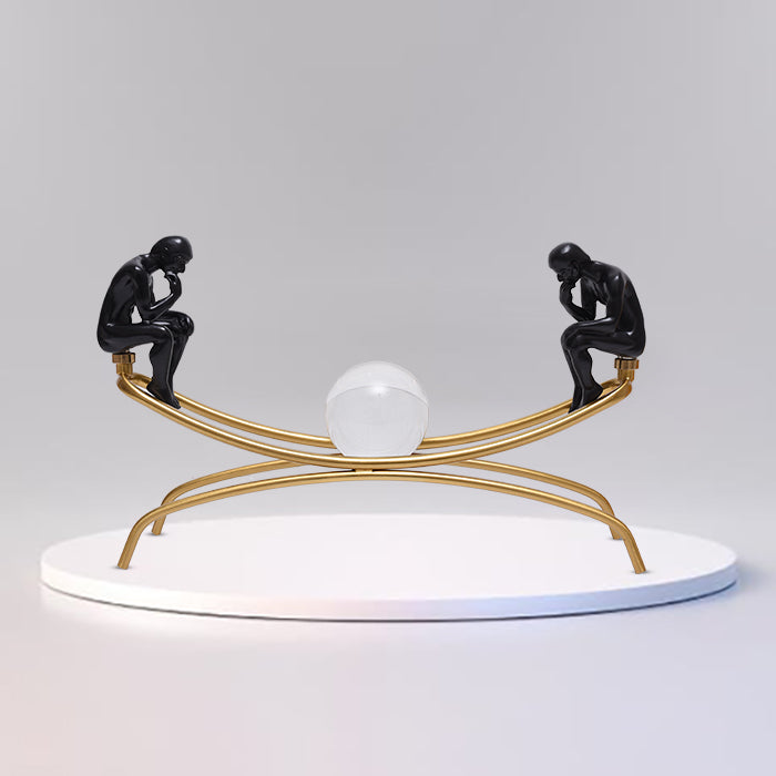 Double Men With Crystal Ball For Center Table