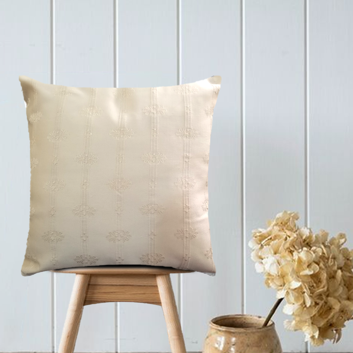 Ivory Silk Jacquard Cushion Covers