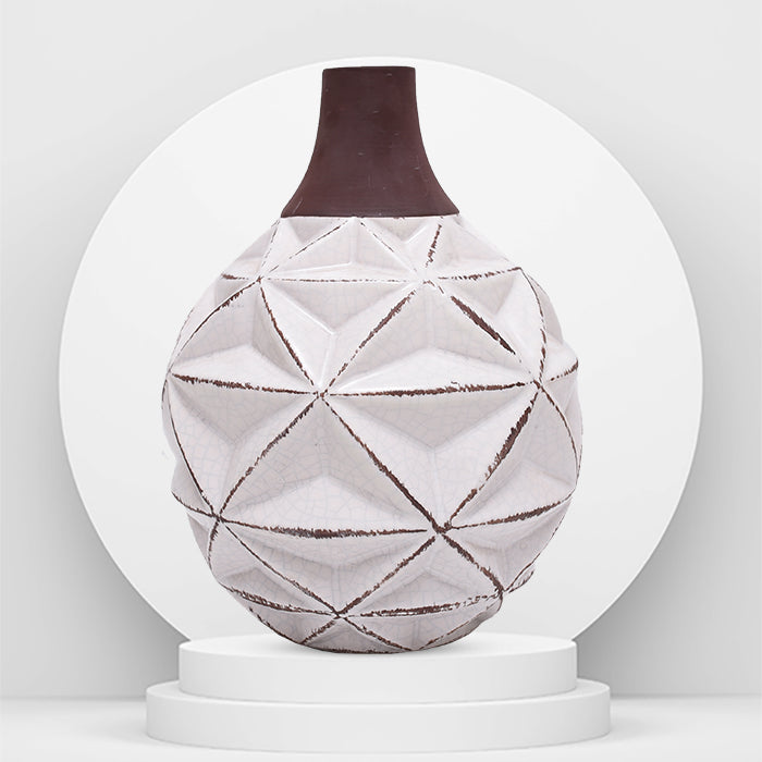 White Round Shape Ceramic Vase